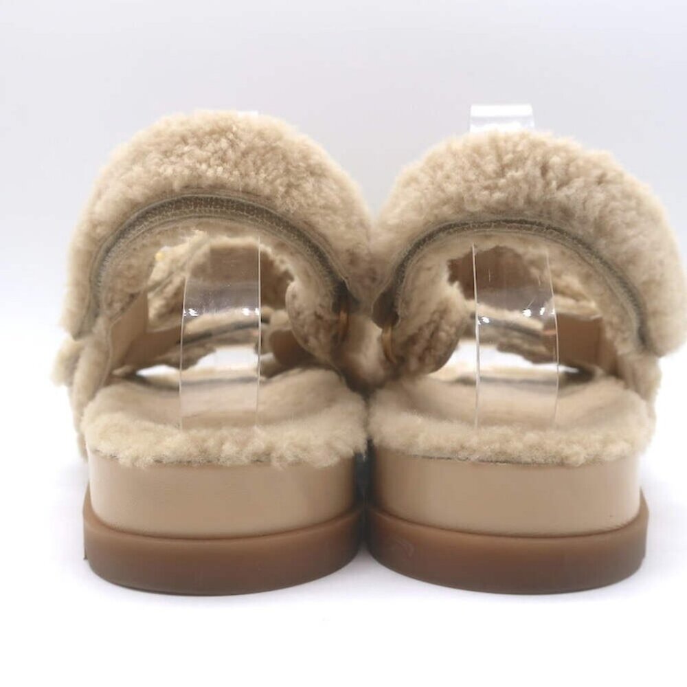 Gucci Double G Shearling Dad Sandals Beige Merino Wool Size 40 - Picture 10 of 16